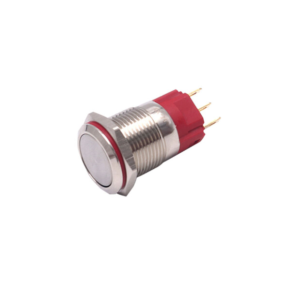 QITA Rugged Metal Pushbutton with Red LED Ring - 16mm Red...