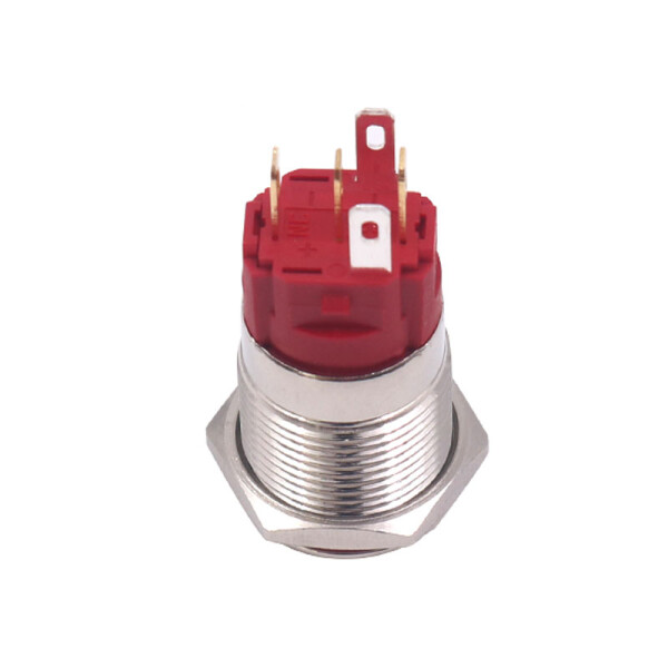 Qita RUGGED METAL Pushbutton with Red DEL RING 16 mm Red Momentary qt03016