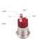 Rugged Metal On/Off Switch with Red LED Ring - 16mm Red On/Off
