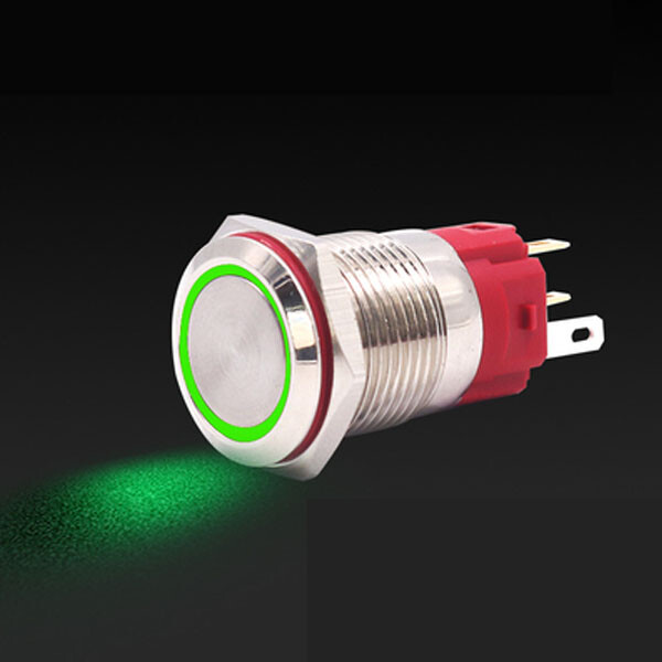 QITA Rugged Metal On/Off Switch with Green LED Ring -...