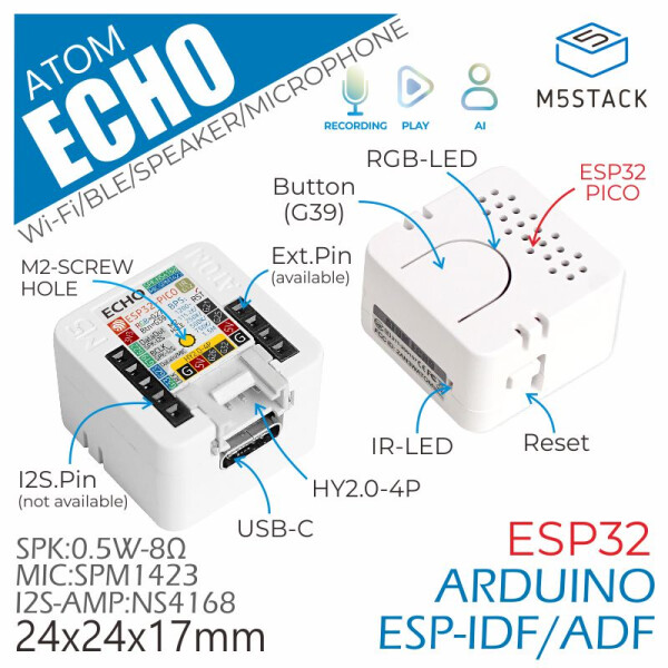 M5Stack ATOM Echo Smart Speaker Dev Kit
