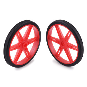 Pololu Wheel for Standard Servo Splines (25T, 5.8mm) - 70×8mm, Red, 2-Pack 4926