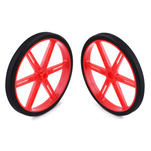 Pololu Wheel for Standard Servo Splines (25T, 5.8mm) - 90×10mm, Red, 2-Pack 4936