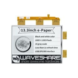 WaveShare 13.3inch e-Paper e-Ink Raw Display, 1600×1200, Black / White, 16 Grey Scales, Parallel Port, Without PCB