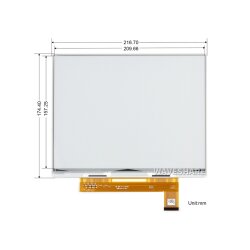 WaveShare 10.3inch e-Paper e-Ink Display HAT For Raspberry Pi, 1872&times;1404, Black / White, 16 Grey Scales, USB / SPI / I80