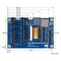 WaveShare 3.5inch Touch Display Module for Raspberry Pi Pico, 65K Colors, 480&times;320, SPI
