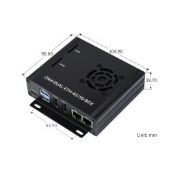 WaveShare Dual Gigabit Ethernet 5G/4G Mini-Computer without Raspberry Pi CM4 Metal Case with Cooling Fan