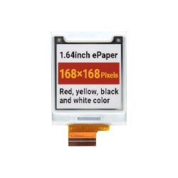WaveShare 1.64inch Square E-Paper (G) Raw Display 168x168 Red/Yellow/Black/White