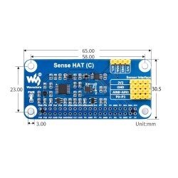 WaveShare Sense HAT (C) for Raspberry Pi Onboard Multi Powerful Sensors Supports External Sensors