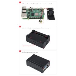 WaveShare DIN Rail Aluminum Case for Raspberry Pi 4 with Cooling Fan and Heatsinks