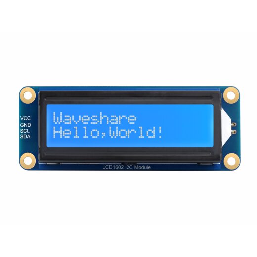 WaveShare LCD1602 I2C Module 3.3V/5V 16x2 Characters White on Blue