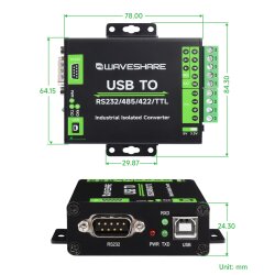WaveShare FT232RNL USB TO RS232/485/422/TTL Interface Converter Industrial Isolation