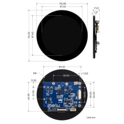WaveShare 3.4inch DSI Round Touch Display 800x800 IPS for Raspberry Pi 10-Point Touch