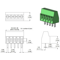 Screw Terminal Block: 6-Pin, 0.1 inch Pitch, Side Entry 2495
