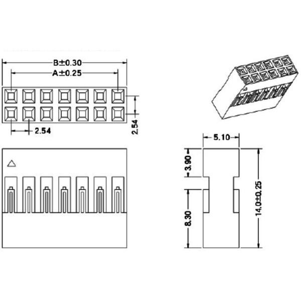 0.1 (2.54mm) Crimp Connector Housing: 2x16-Pin 5-Pack