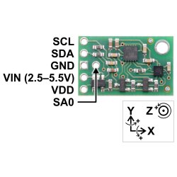 Pololu MinIMU-9 v5 Gyro, Accelerometer, and Compass (LSM6DS33 and LIS3MDL Carrier)