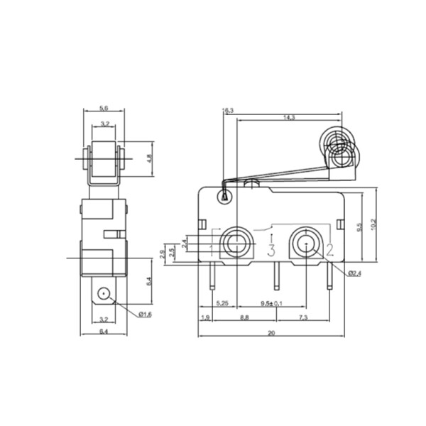Pololu Snap-Action Switch with 16.3mm Roller Lever:...