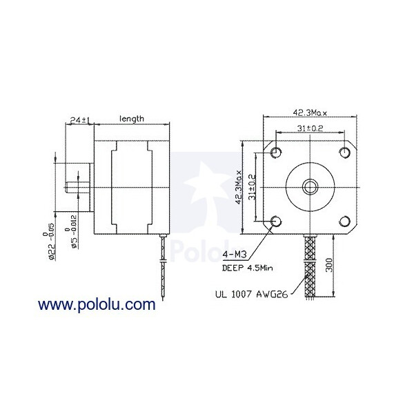 Pololu Stepper Motor NEMA 17 Unipolar Bipolar 200...