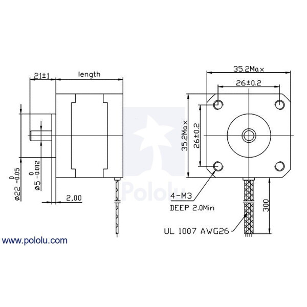 Pololu Stepper Motor NEMA 14 Bipolar 200 Steps Rev...